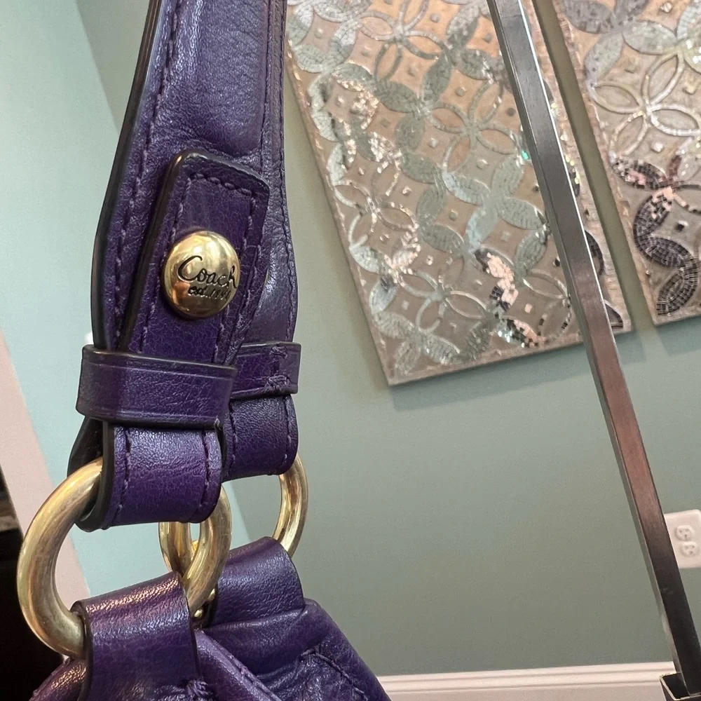 Coach 15958 Madison Purple Leather Large Convertible Shoulder Bag